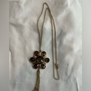 Gold Flower Cheetah Pendant Necklace